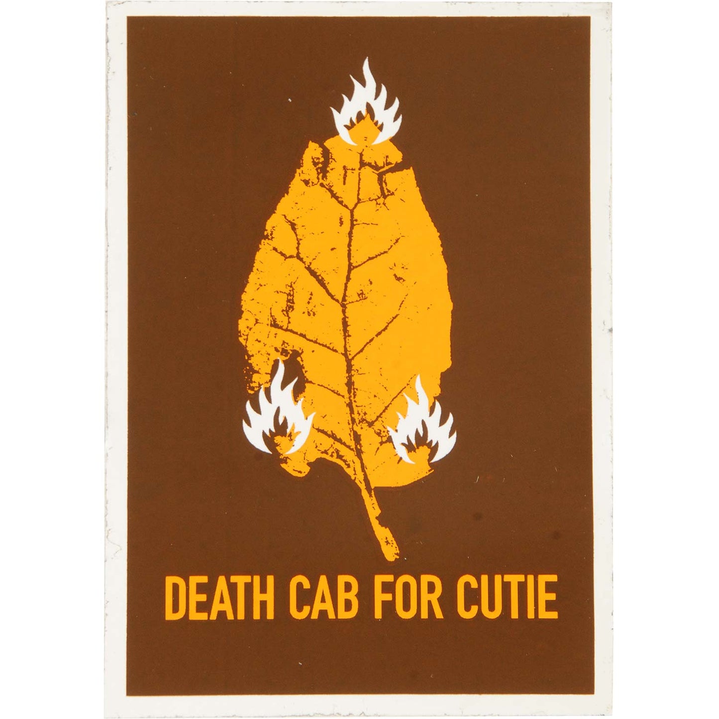 Death Cab For Cutie Leaf (Orange & White On Brown) (3.5" x 5.25") Sticker Front