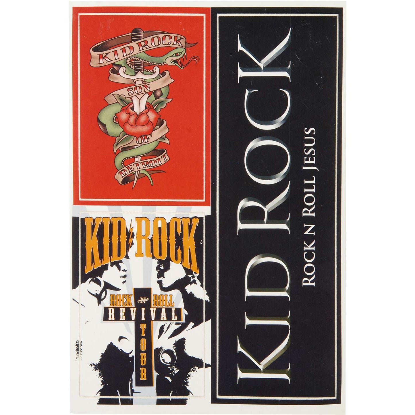 Kid Rock Sheet Of 3 Stickers (6" x 9") Sticker Set Front