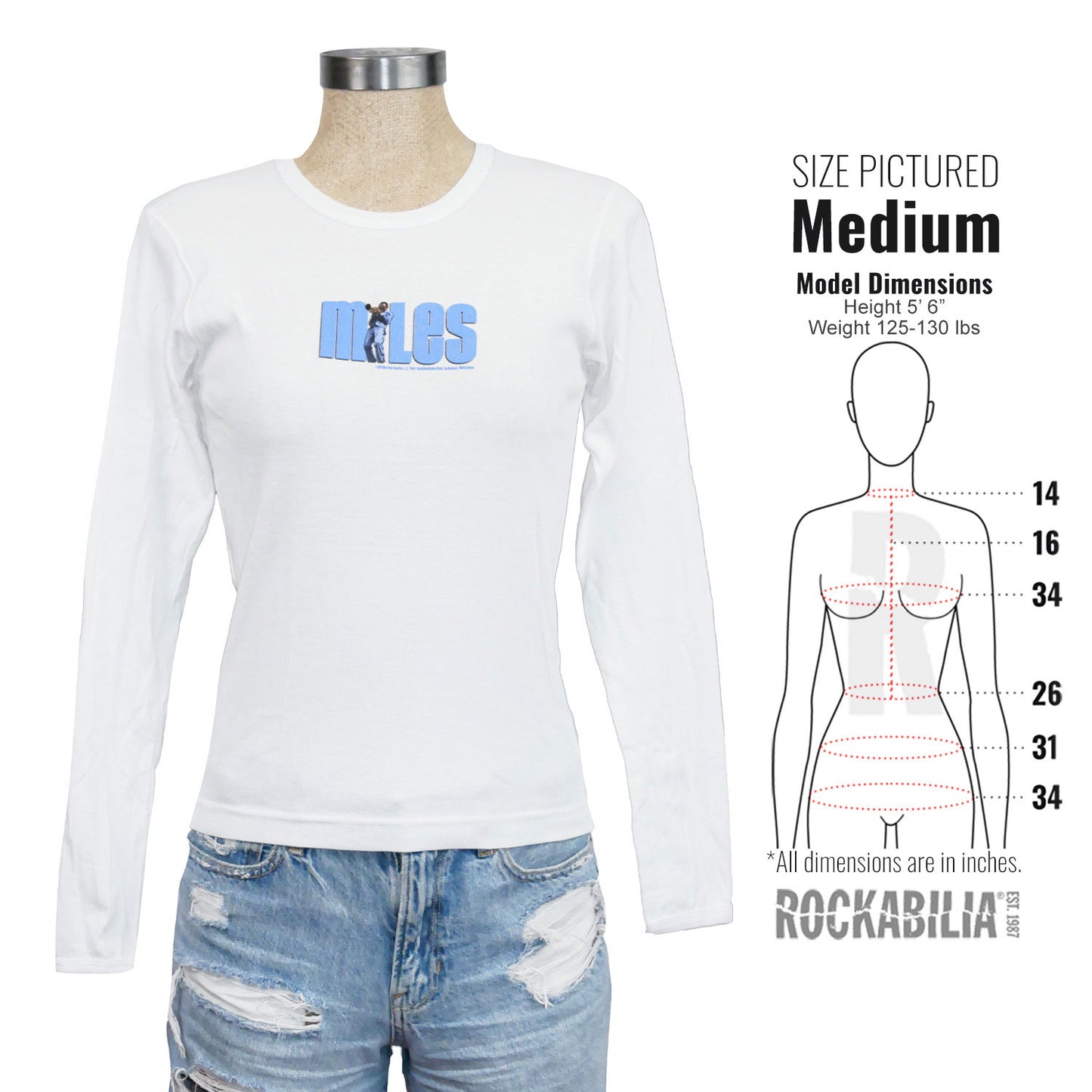 Miles Davis Logo Baby Doll Longsleeve Junior Top Alt 3