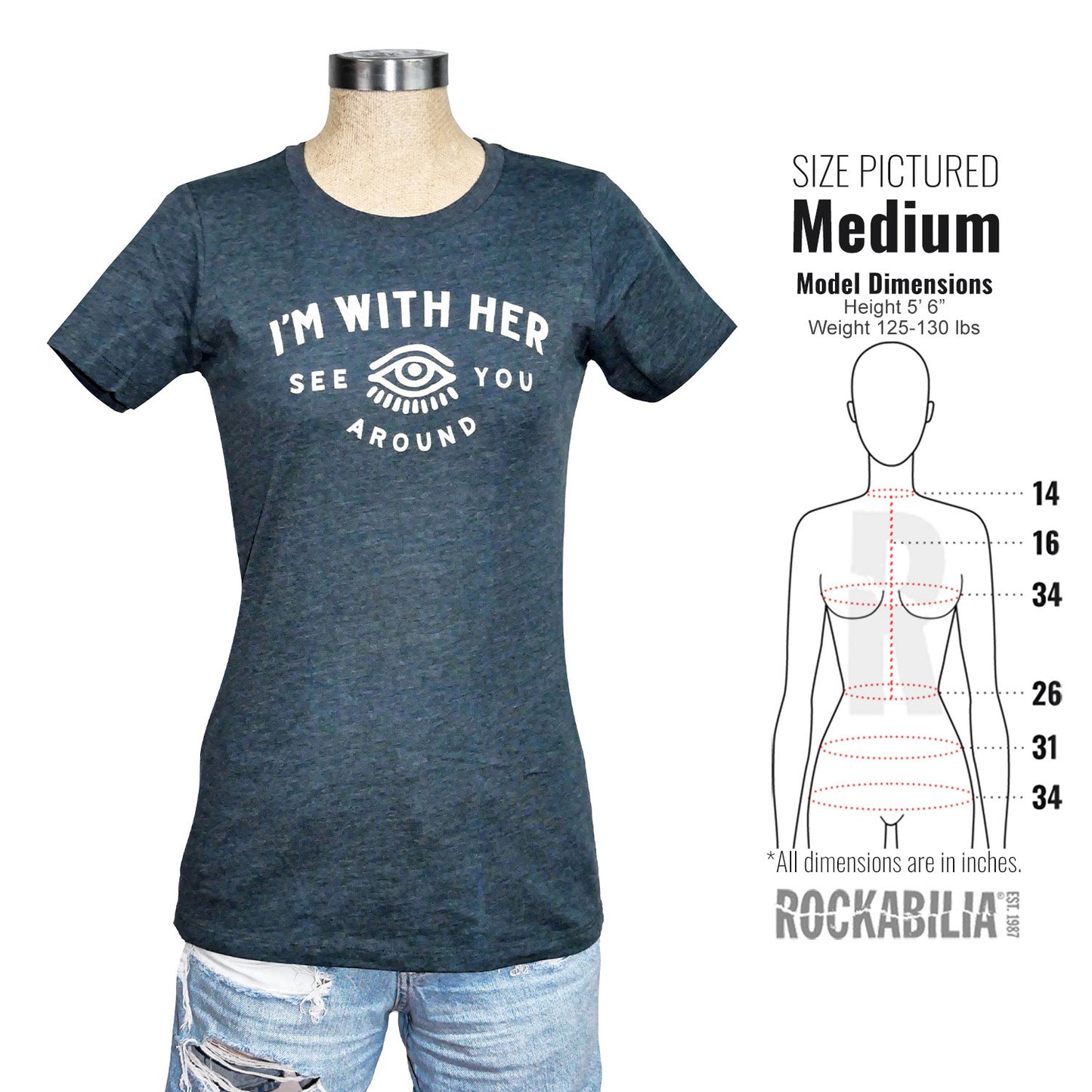I'm With Her Girl's Eyeball Soft tee Junior Top Alt 3