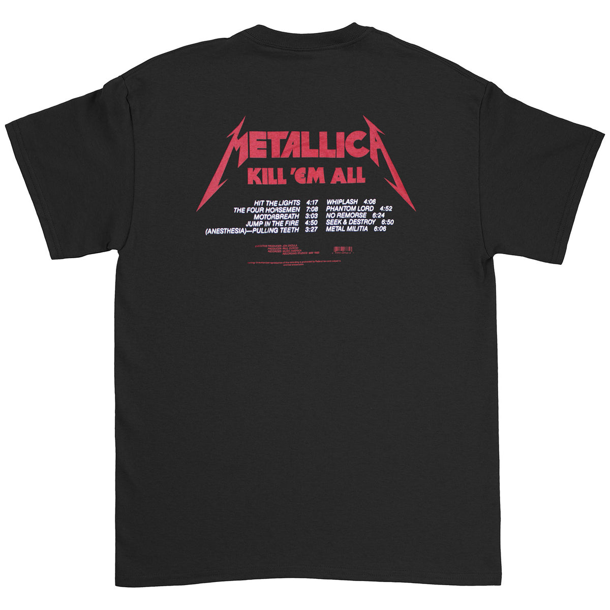 Metallica Kill 'Em All Tracks (Back Print) Slim Fit T-shirt Back