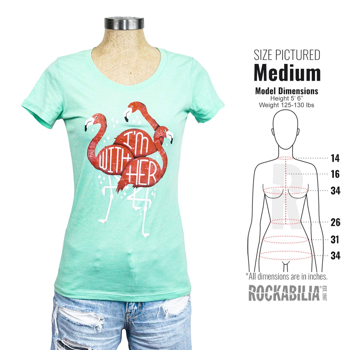I'm With Her Women's Flamingo Junior Top Alt 3