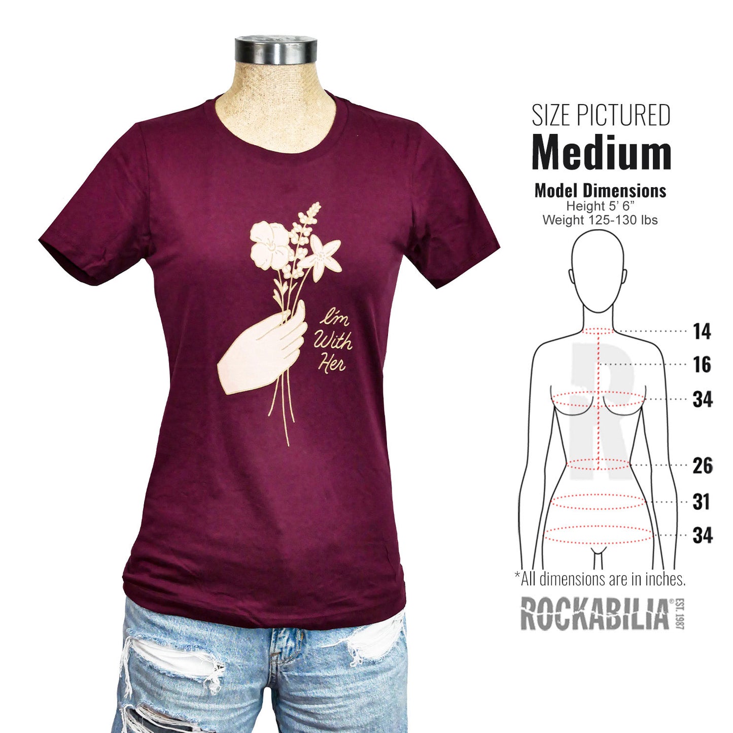 I'm With Her Women's State Flowers Junior Top Alt 3
