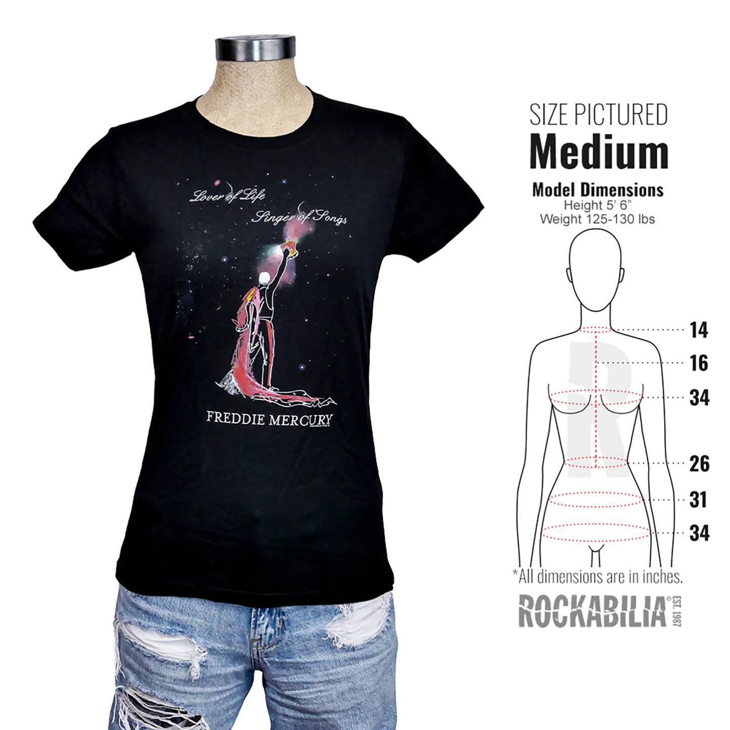 Freddie Mercury Rainbow Girls' T Junior Top Alt 3