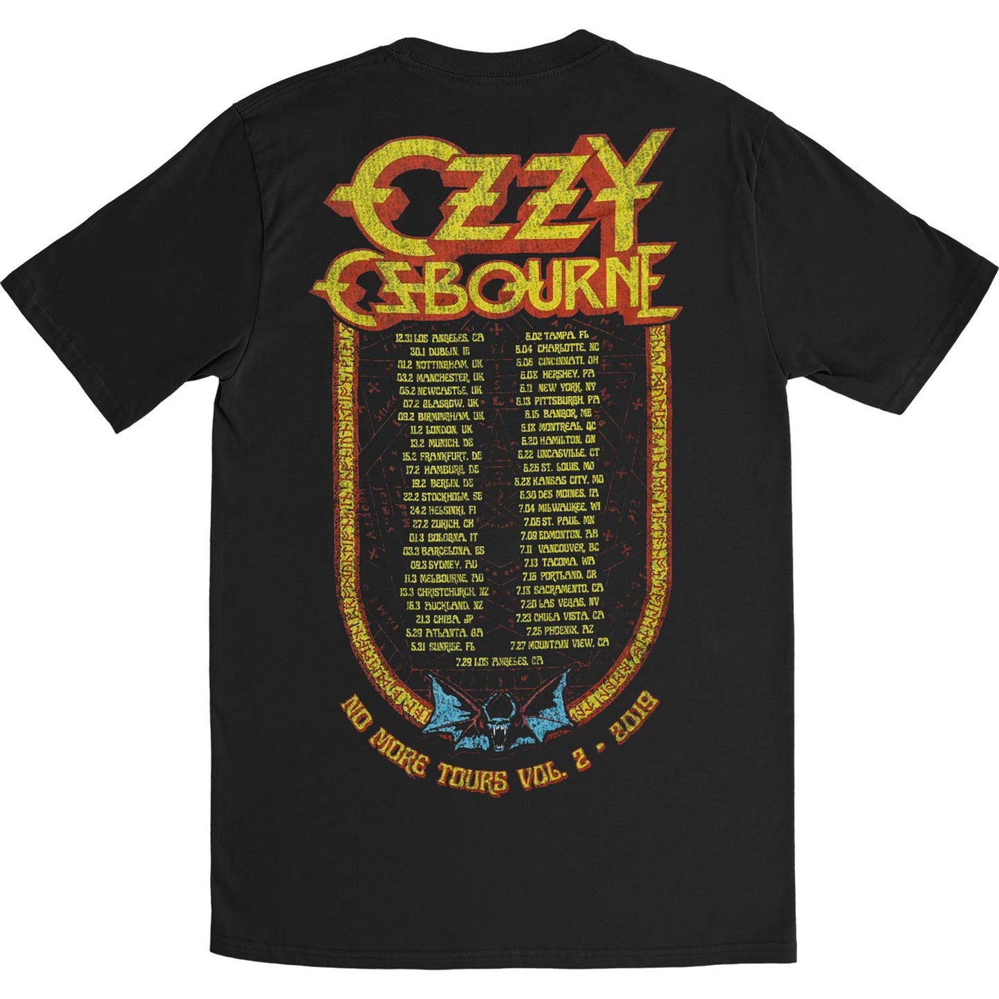 Ozzy Osbourne Bat Circle (Limited Edition) No More Tours Vol 2 2019 Slim Fit T-shirt Back