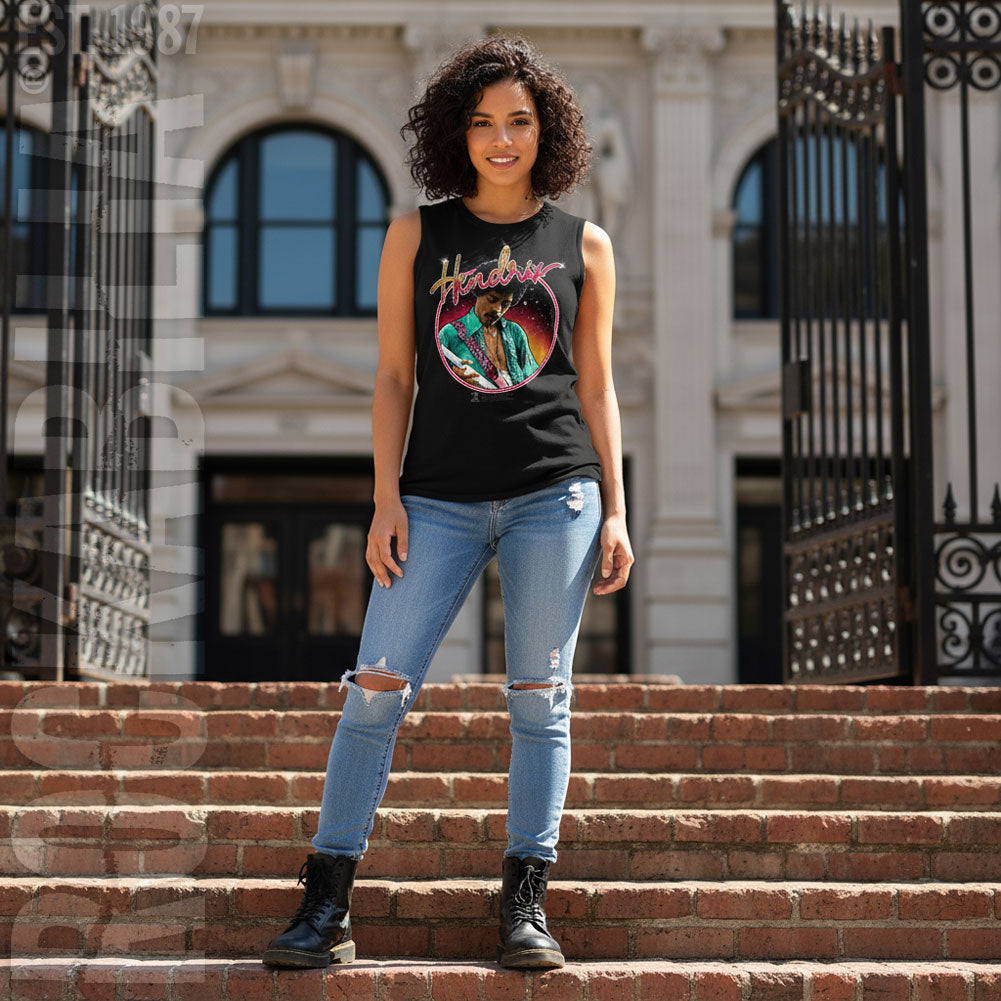 Jimi Hendrix Neon Womens Tank Alt 2