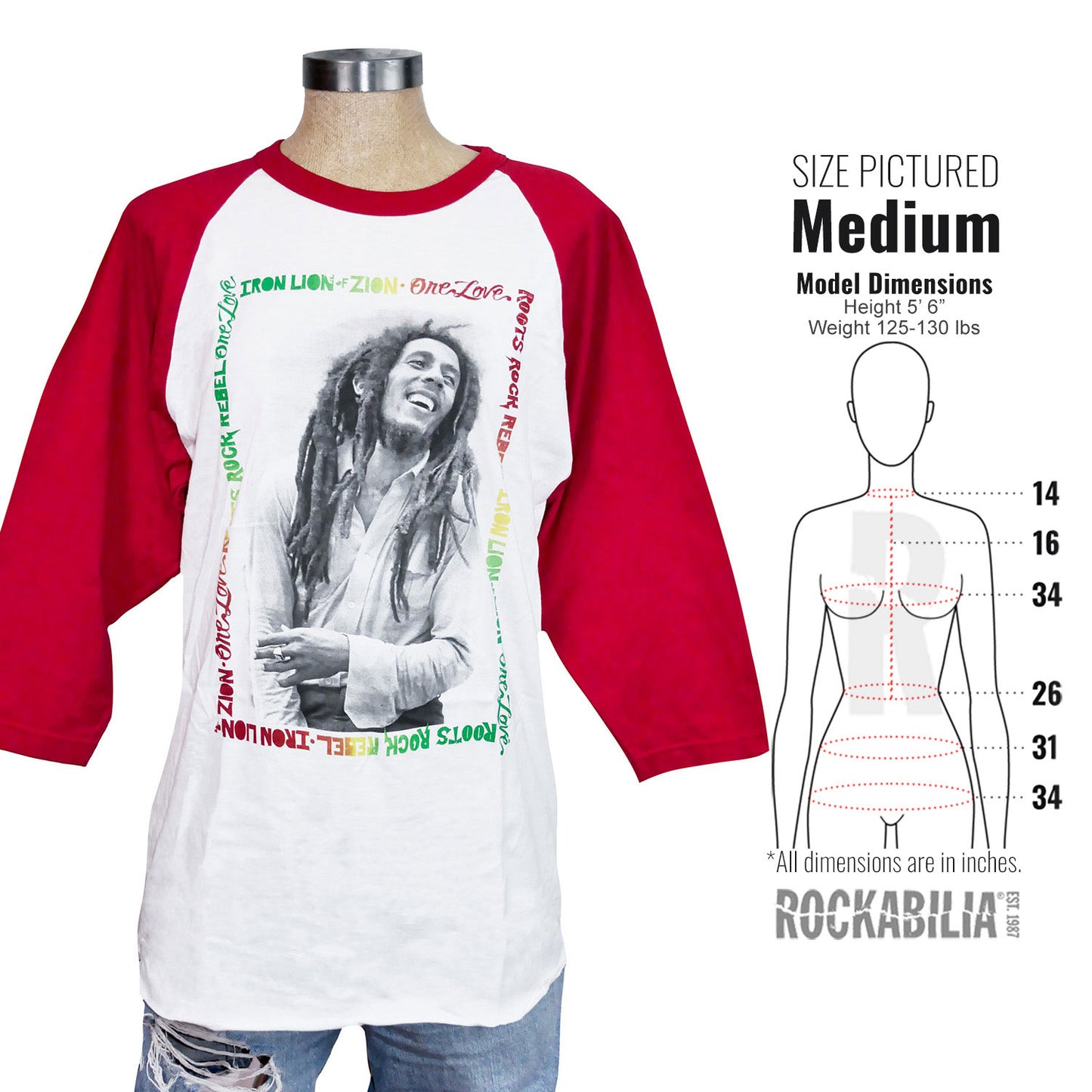 Bob Marley Songs Frame Raglan Junior Top Alt 3
