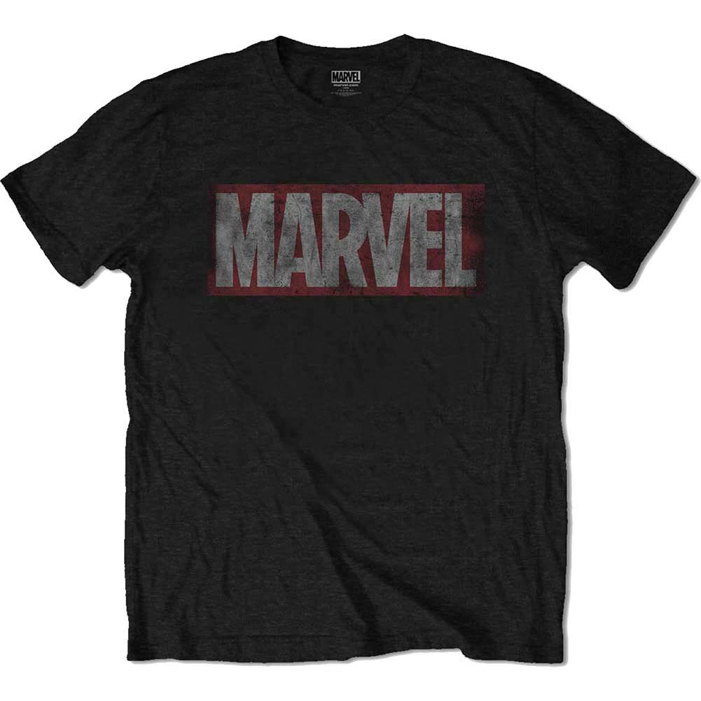 Marvel Comics Distressed Box Logo Slim Fit T-shirt Front