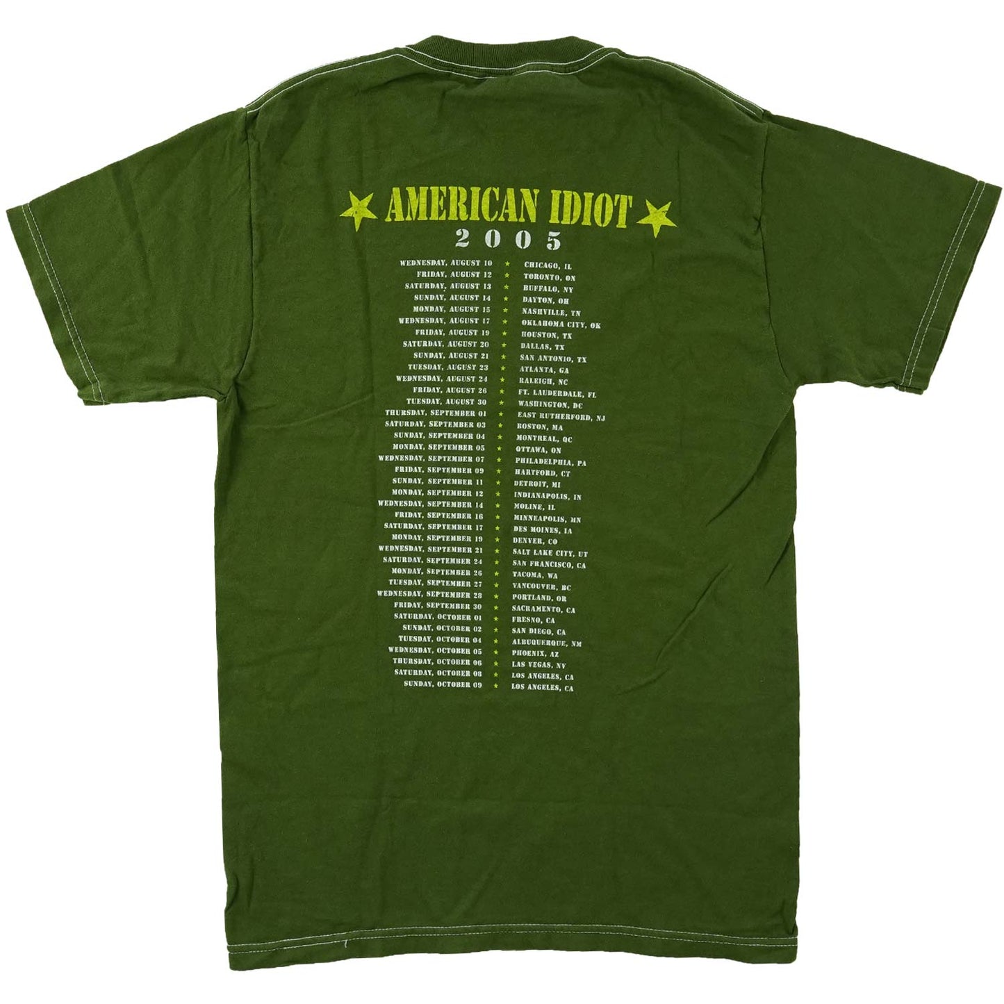 Green Day Gold Crest Stitched T-shirt Back