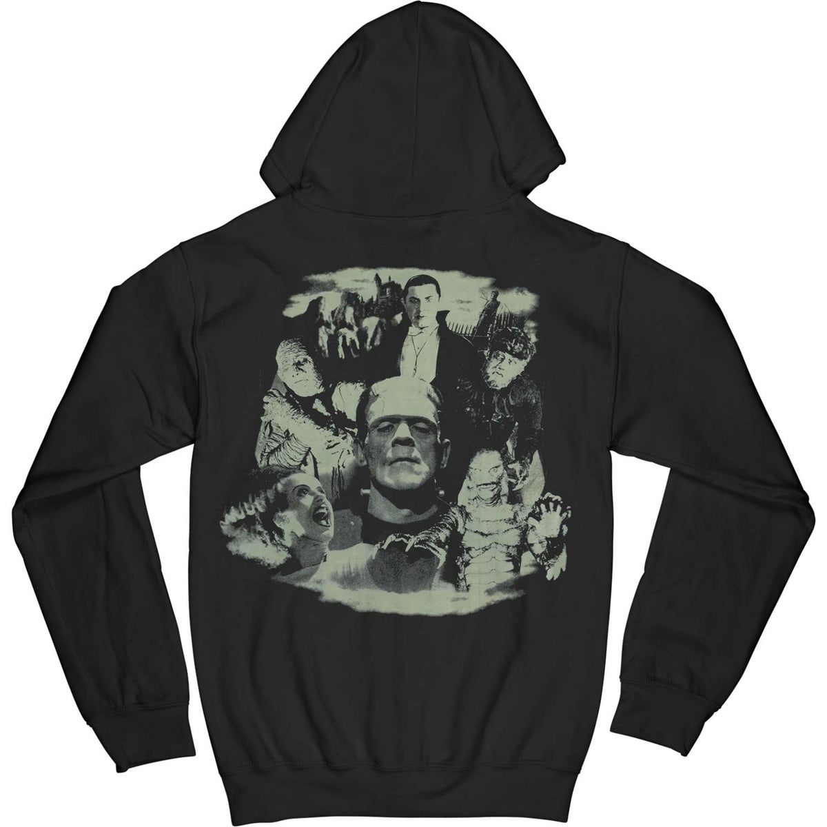 Universal Monsters Monster Collage Hoodie Zippered Hooded Sweatshirt Back