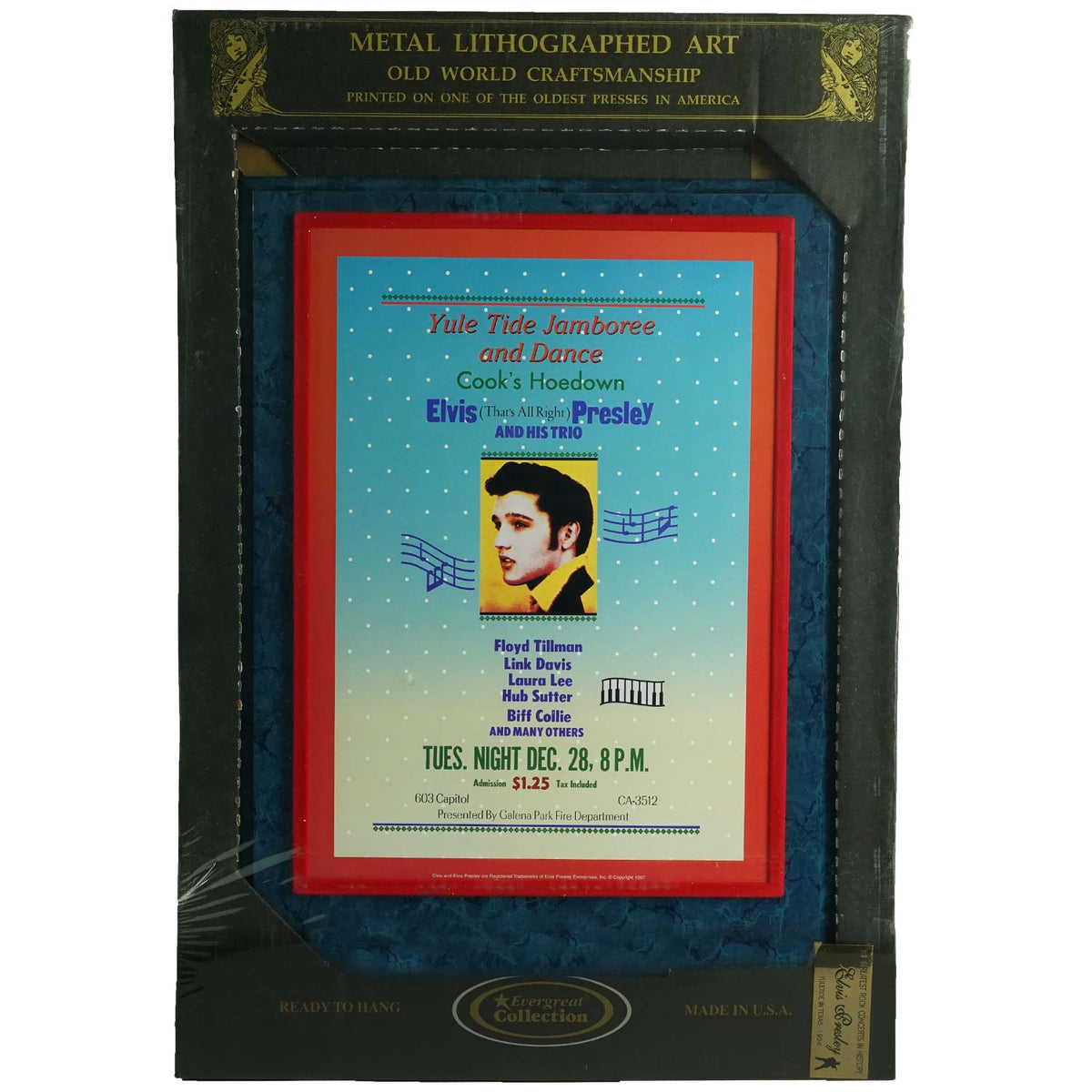 Elvis Presley Elvis Metal Litho Mounted Plaque Yule Tide Framed Wall Art Front