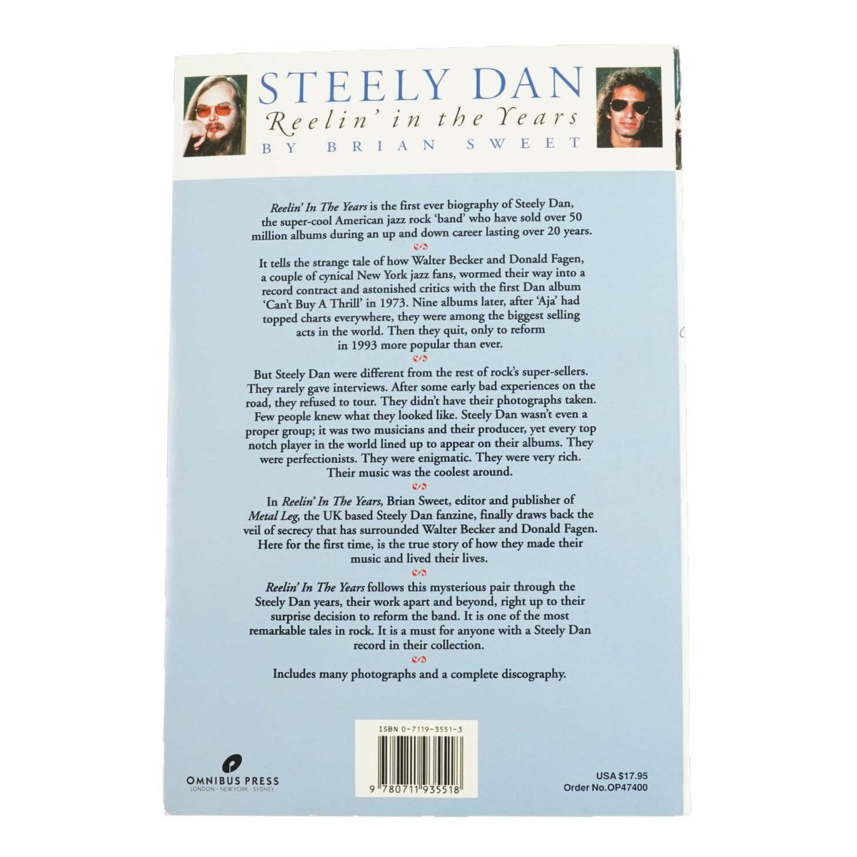 Steely Dan Reelin' in the Years by Brian Sweet Music Book Back