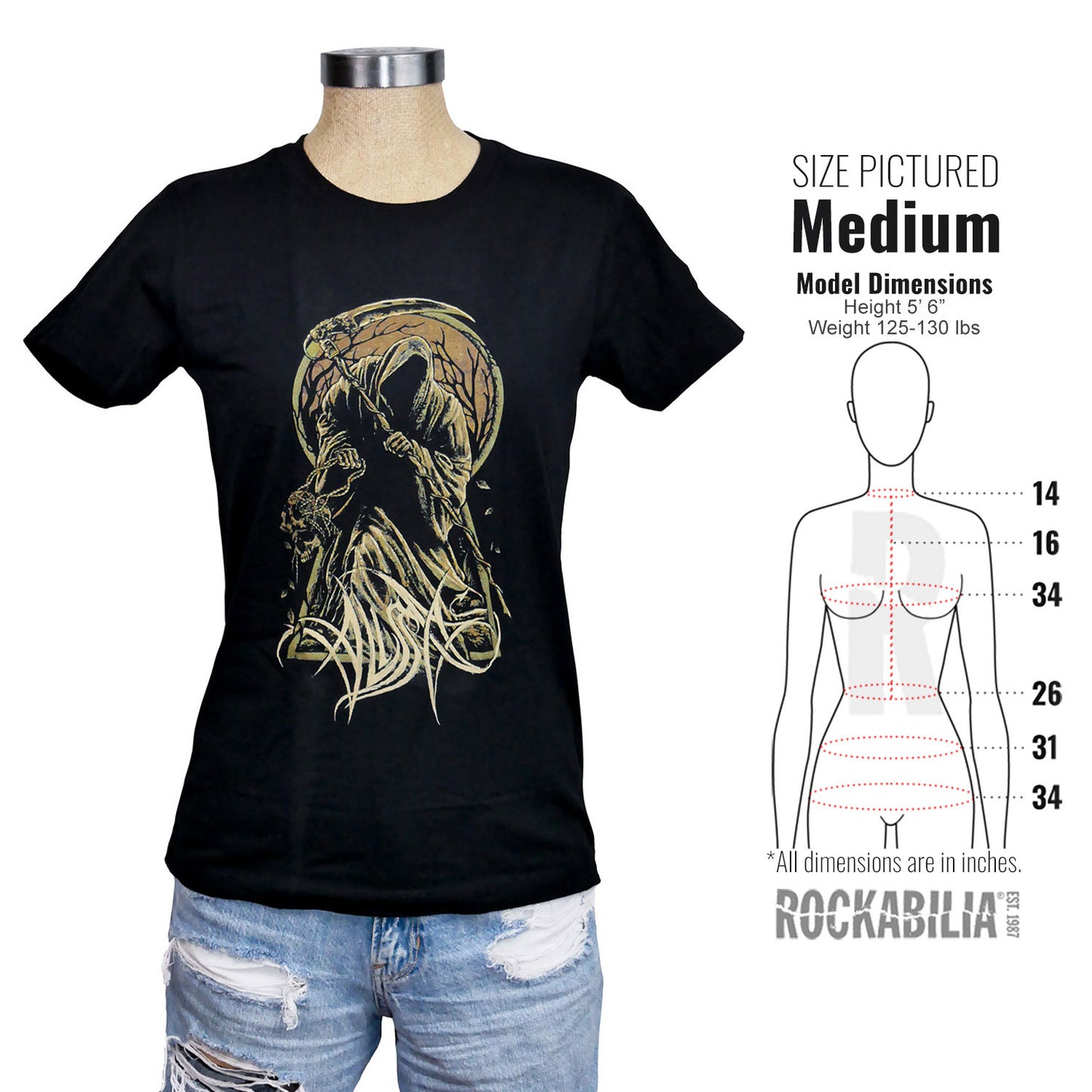 Alissa White-Gluz Reaper Ladies Short Sleeve Tee Junior Top Alt 3