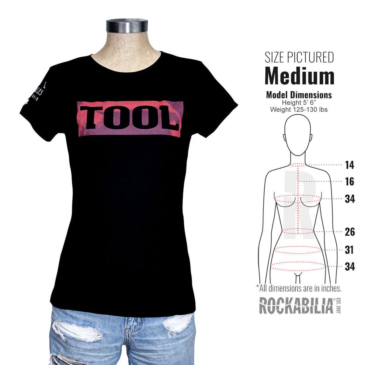 Tool Shaded Box (Back & Sleeve Print) Ladies T-Shirt Junior Top Alt 3