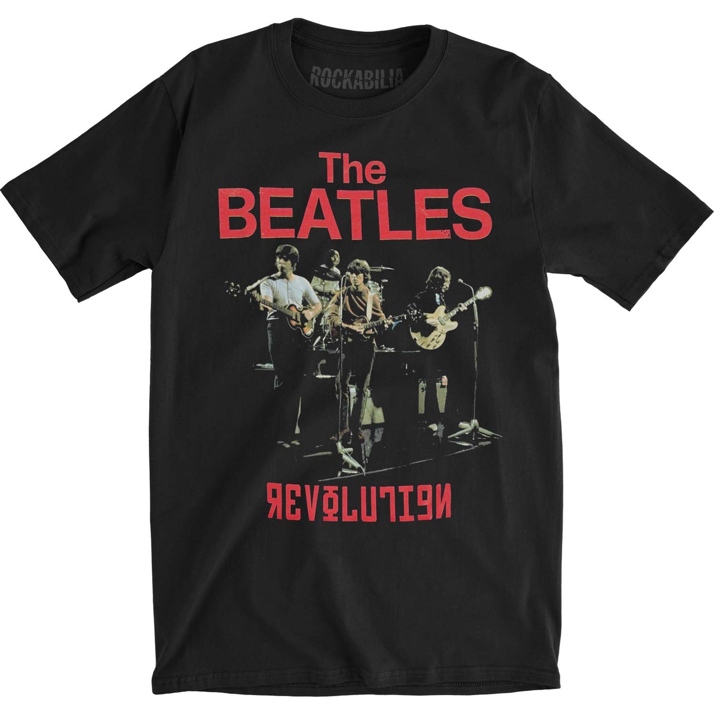 Beatles Revolution (Black) Slim Fit T-shirt Front