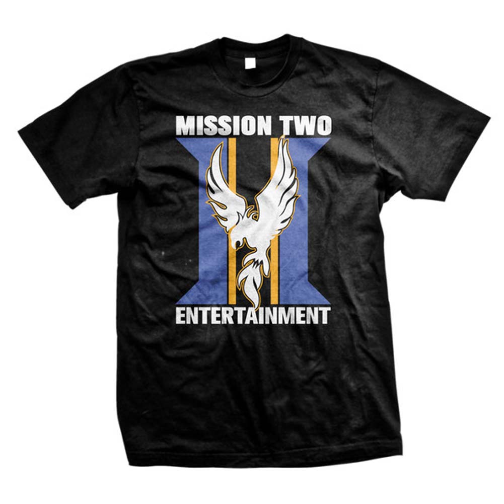 Mission Two Entertainment M2 Logo on Black T-shirt Front