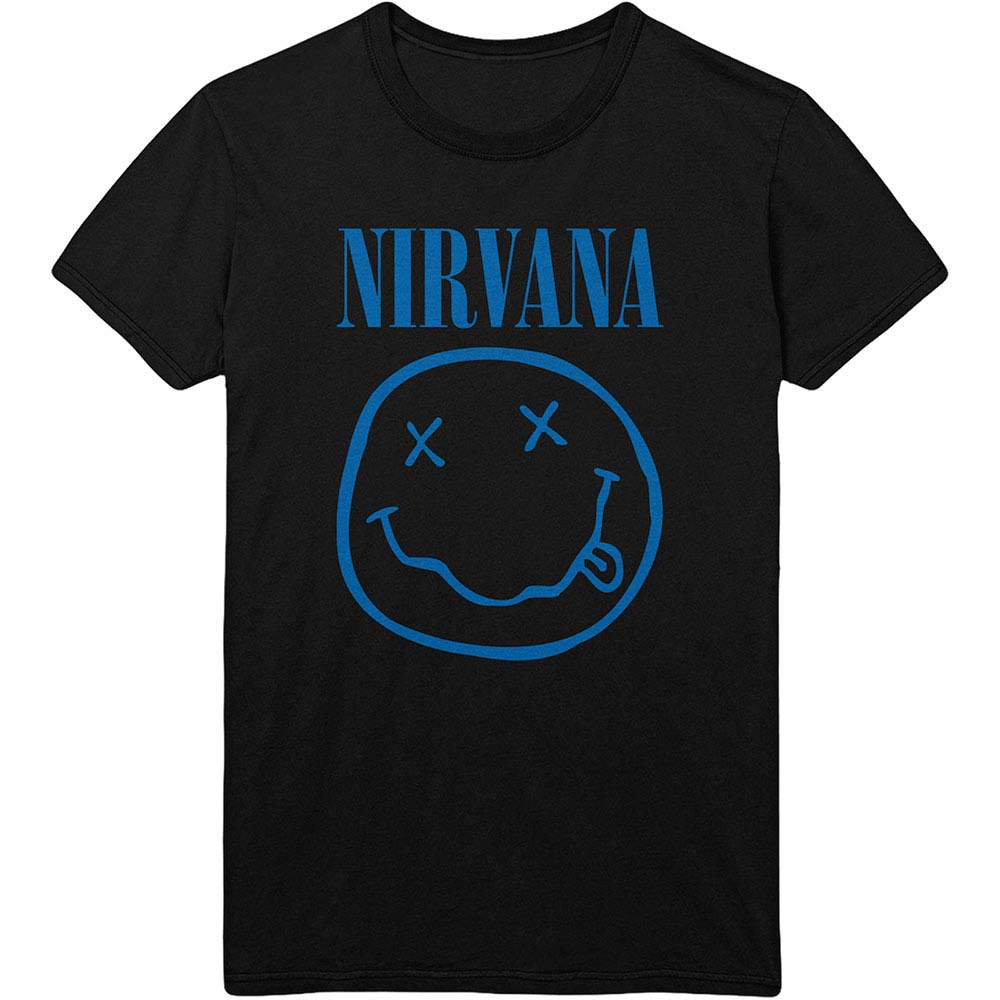 Nirvana Blue Smile Face Logo Slim Fit T-shirt Front