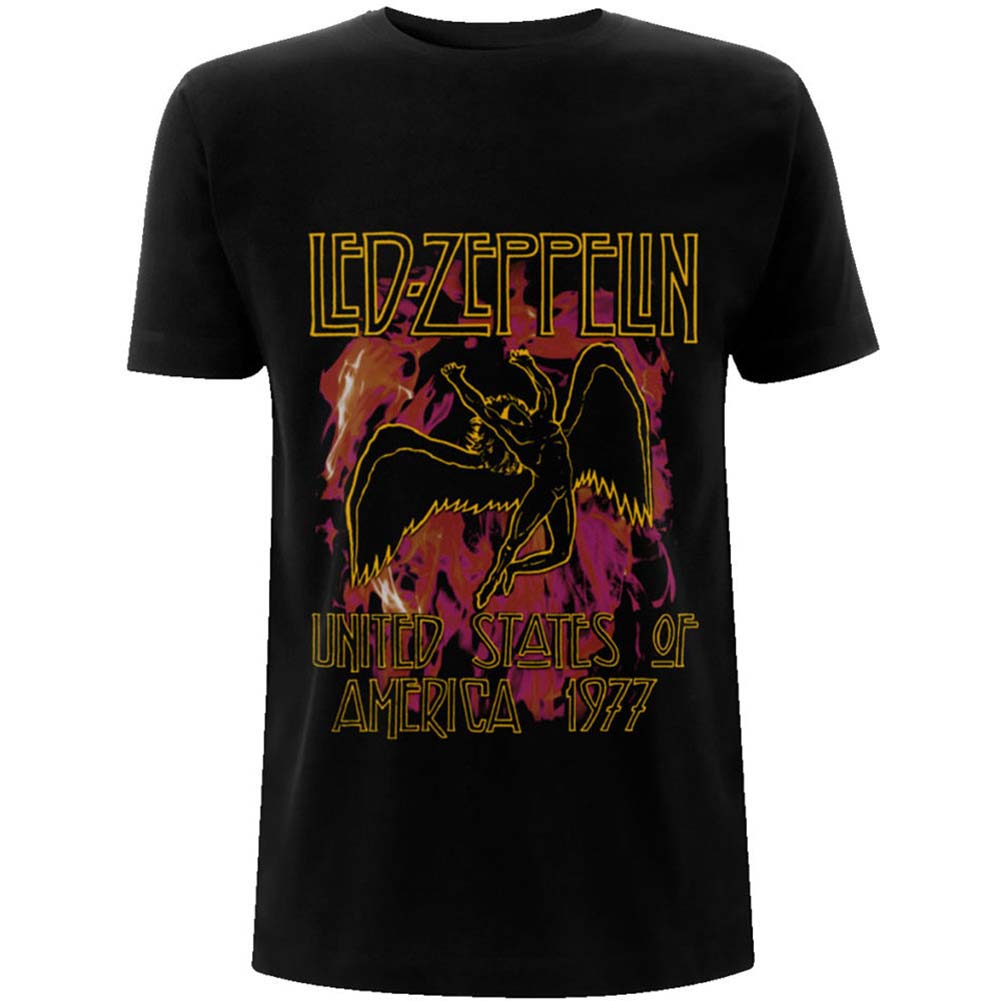 Led Zeppelin Black Flames Slim Fit T-shirt Front