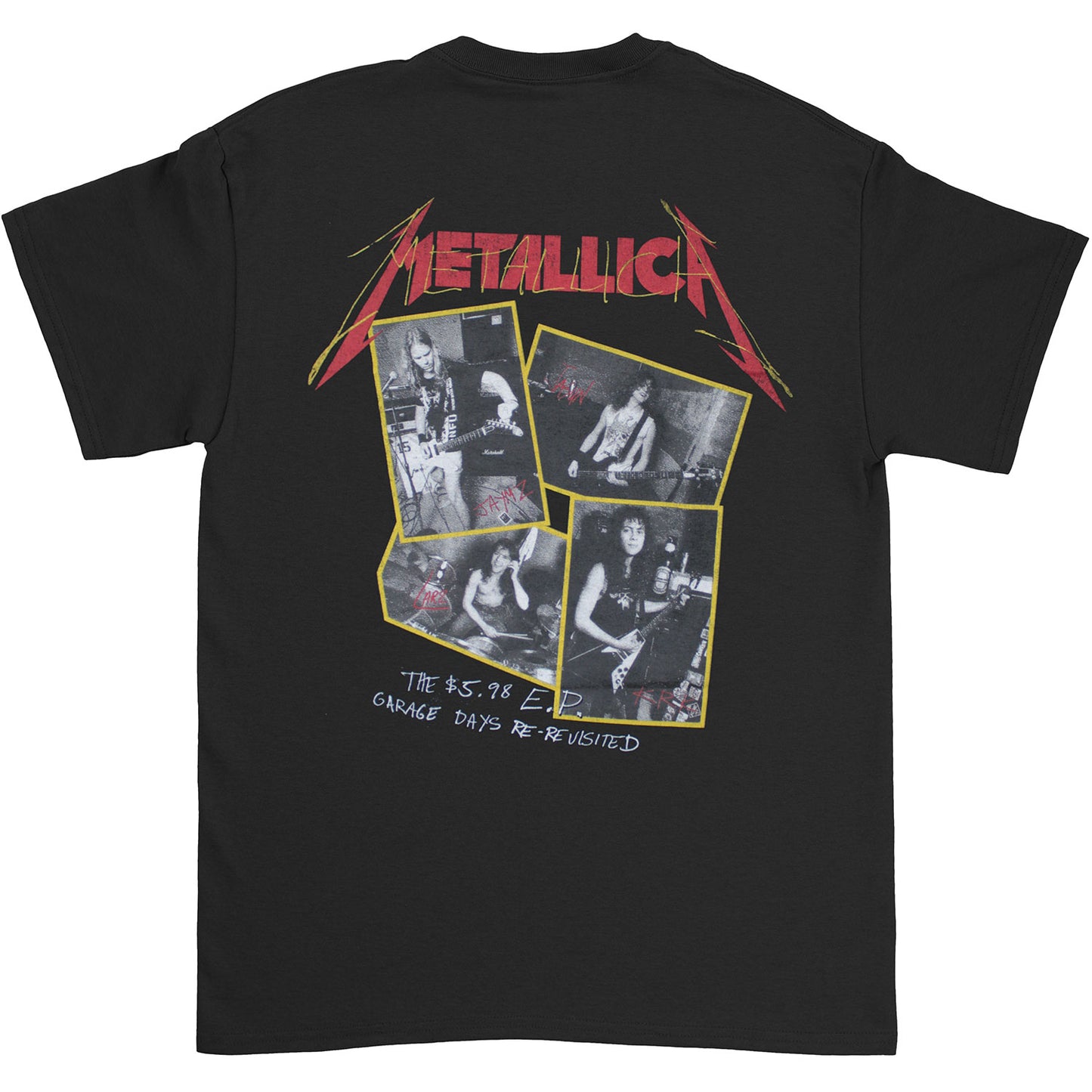 Metallica Garage Photo Yellow (Back Print) Slim Fit T-shirt Back