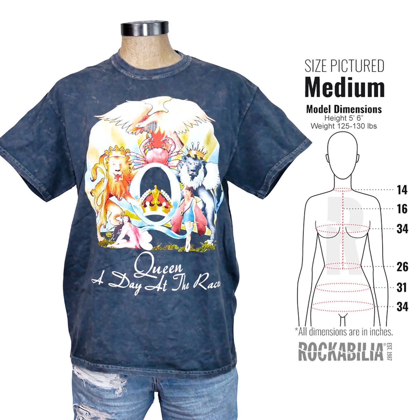 Queen A Day At The Races Mineral Washed Junior Boyfriend Tee Junior Top Alt 3