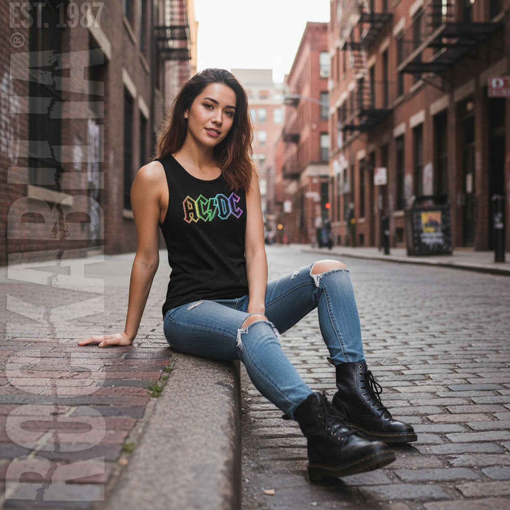 AC/DC Rainbow Logo Womens Tank Alt 2