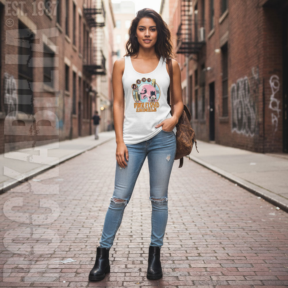 Pink Floyd Circle Pig Womens Tank Alt 2