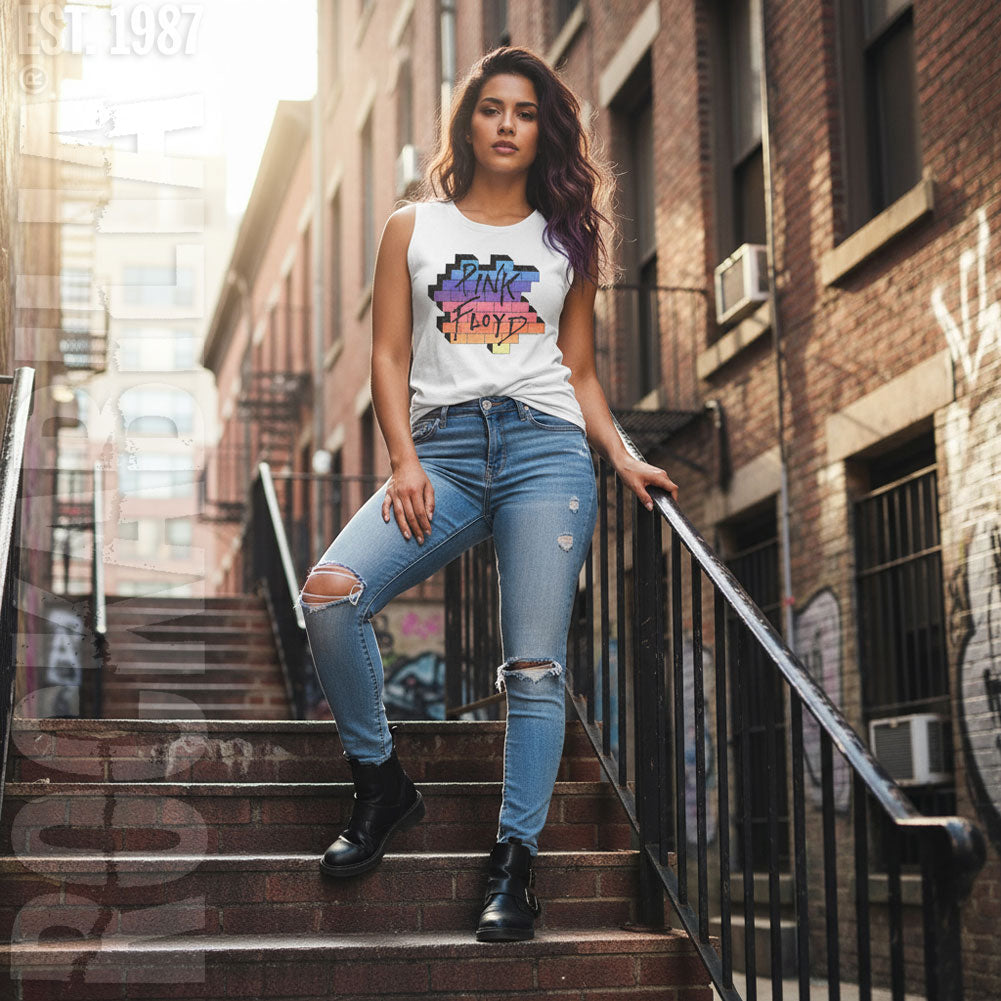 Pink Floyd Rainbow Wall Womens Tank Alt 2