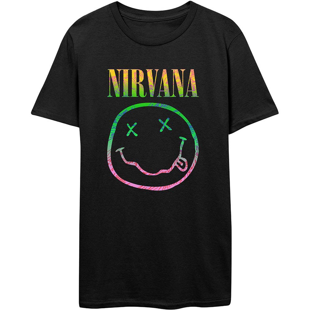 Nirvana Sorbet Ray Smile Face Logo Slim Fit T-shirt Front