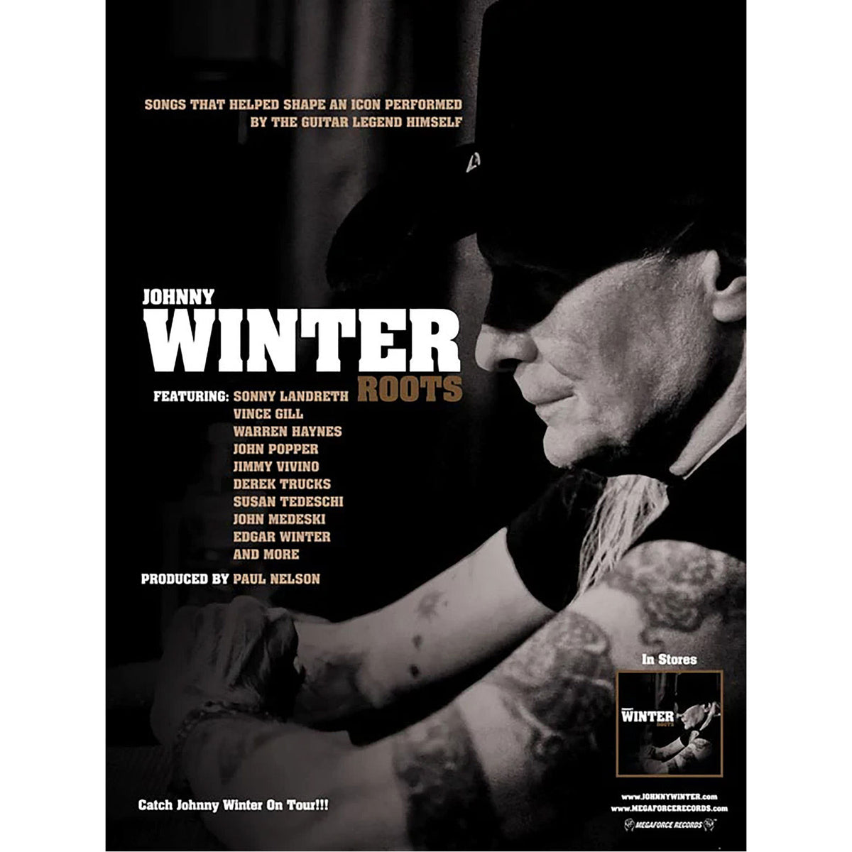 Johnny Winter Roots Poster 18x24in Concert Promo Poster Front