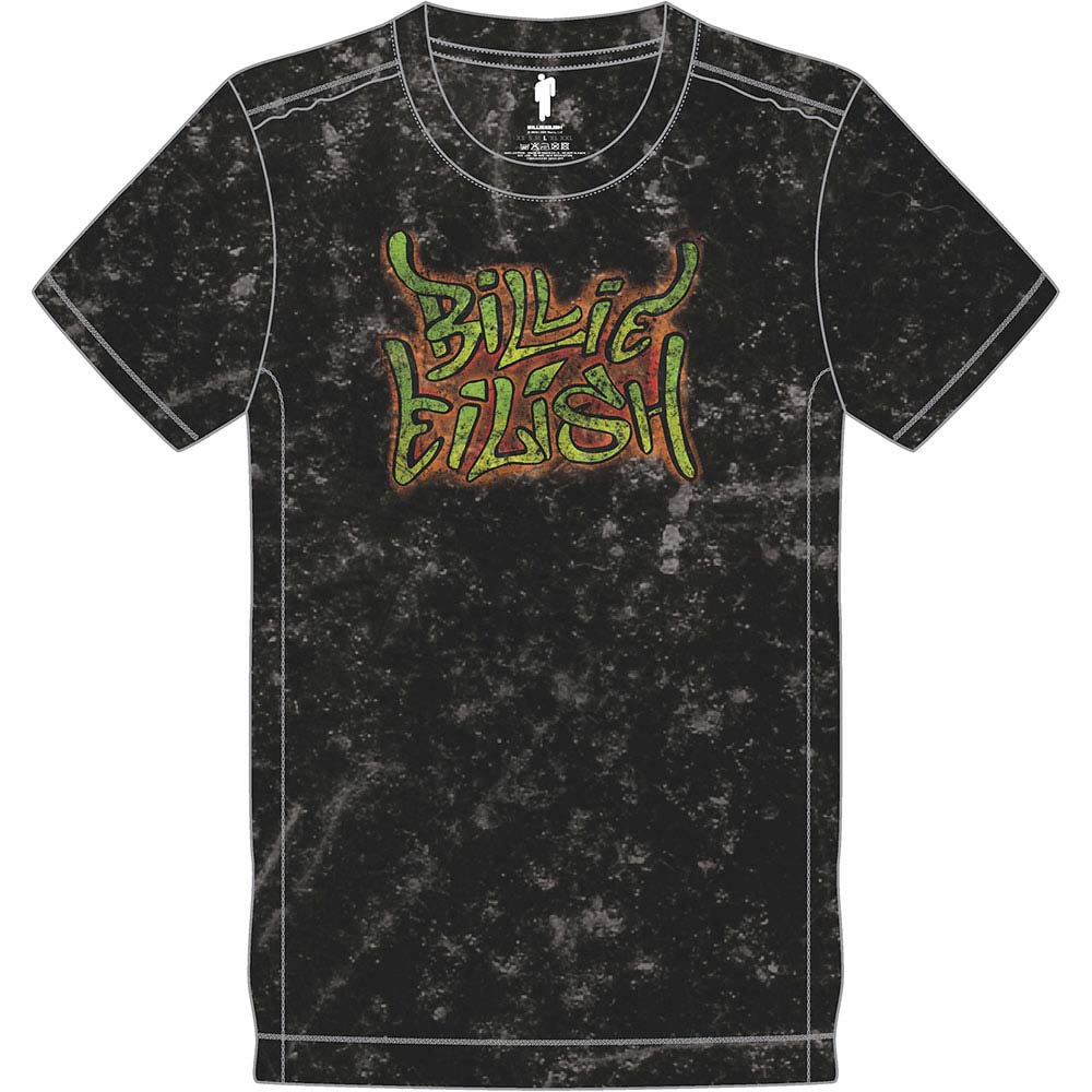 Billie Eilish Graffiti (Snow Wash) Vintage T-shirt Front