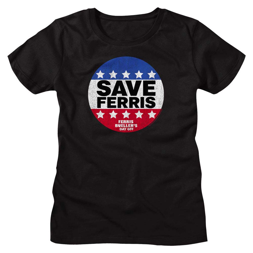Ferris Beullers Day Off Save Ferris Button Junior Top Front