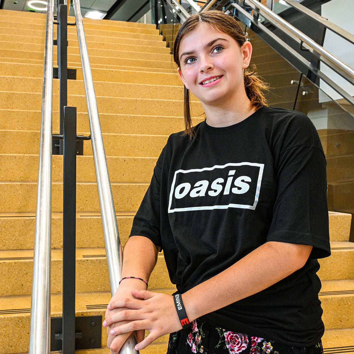 Oasis Logo On Black Slim Fit T-shirt Back
