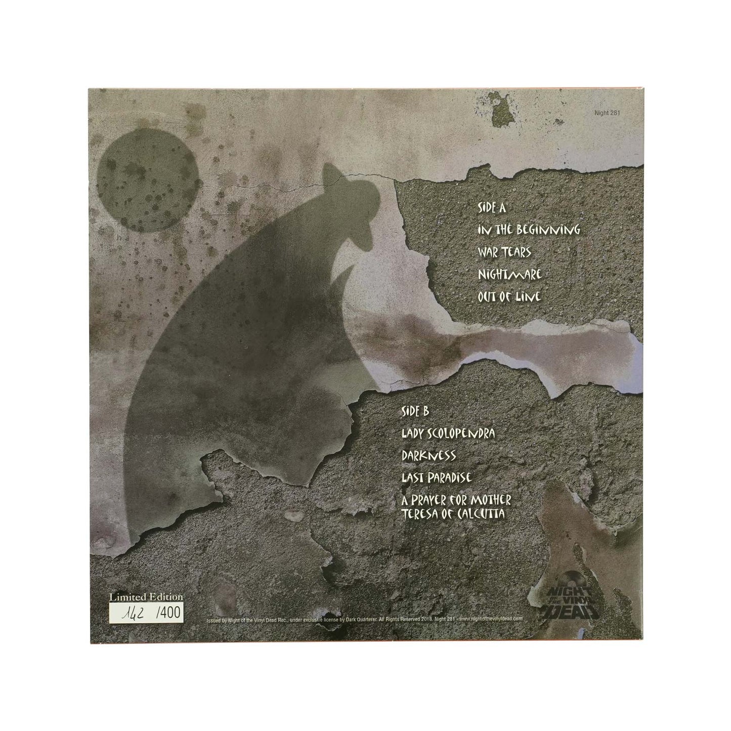Dark Quarterer War tears Vinyl Back