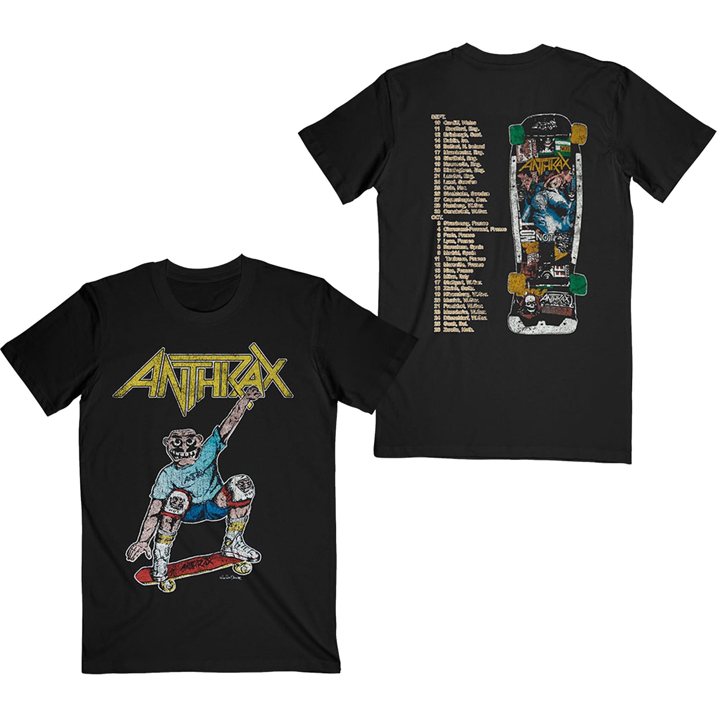 Anthrax Spreading Skater Notman Vintage (Back Print) Slim Fit T-shirt Front
