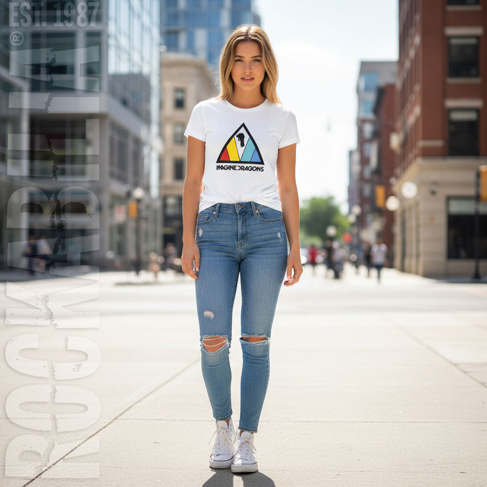 Imagine Dragons Triangle Logo Ladies T-Shirt Junior Top Alt 2