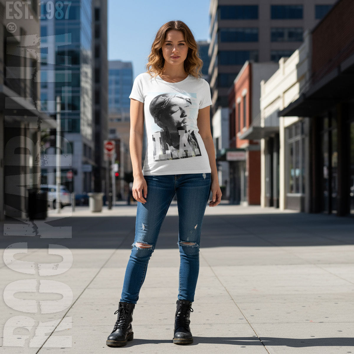 Tupac LA Skyline Ladies T-Shirt Junior Top Alt 2