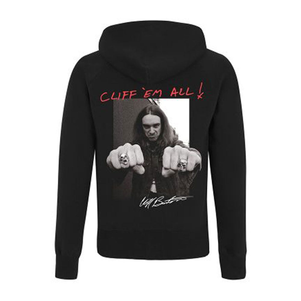 Metallica Cliff Burton Fists Zippered Hooded Sweatshirt Back
