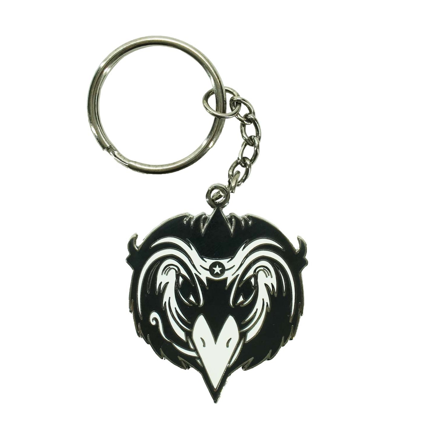 Black Crowes Crow Face Metal Key Chain Front