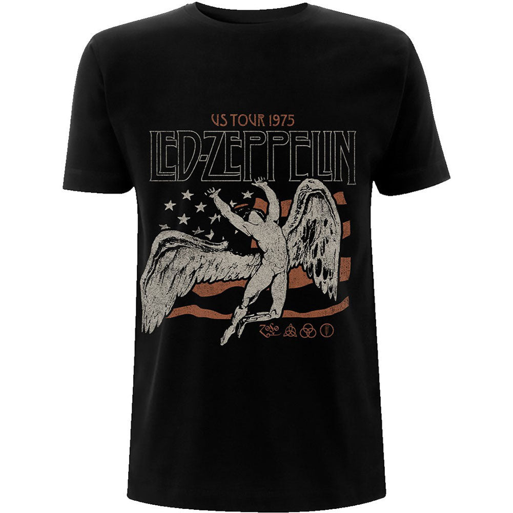 Led Zeppelin US 1975 Tour Flag Slim Fit T-shirt Front