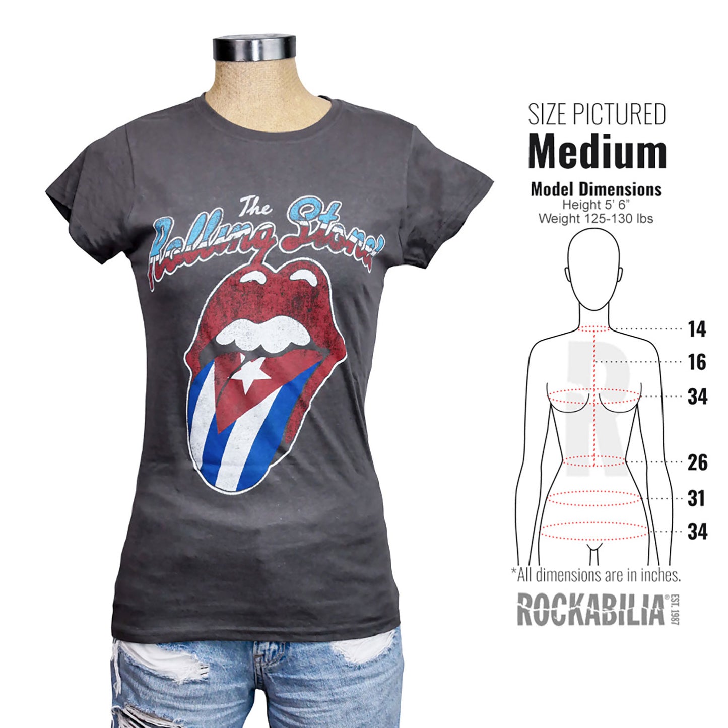Rolling Stones Rocks Off Cuba Ladies T-Shirt Junior Top Alt 3