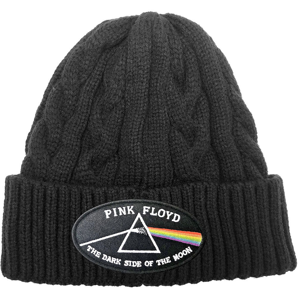 Pink Floyd The Dark Side of the Moon Black Border (Cable Knit) Beanie Front