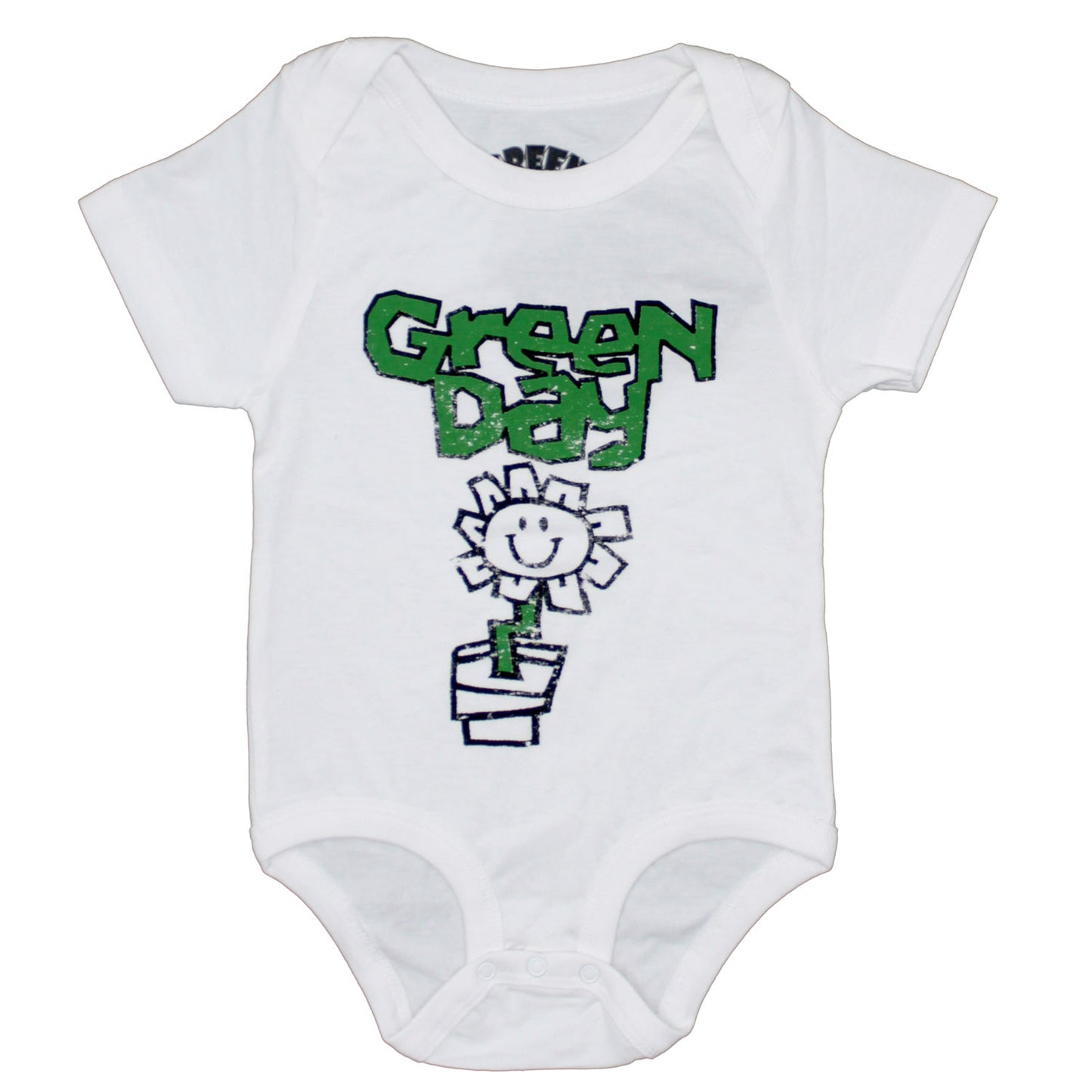 Green Day Flower Pot Kids Baby Grow Bodysuit Front