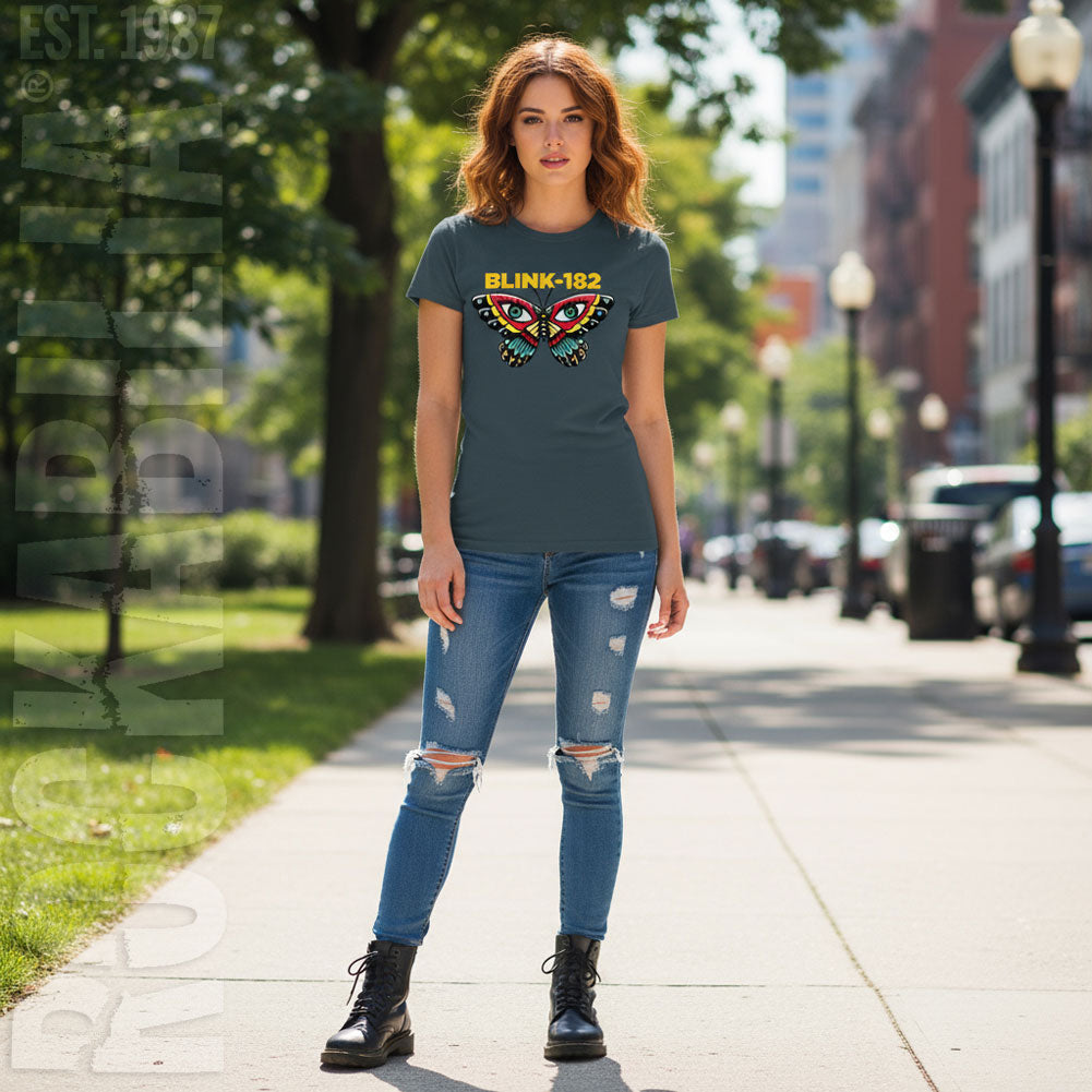 Blink 182 Butterfly Ladies T-Shirt Junior Top Alt 2