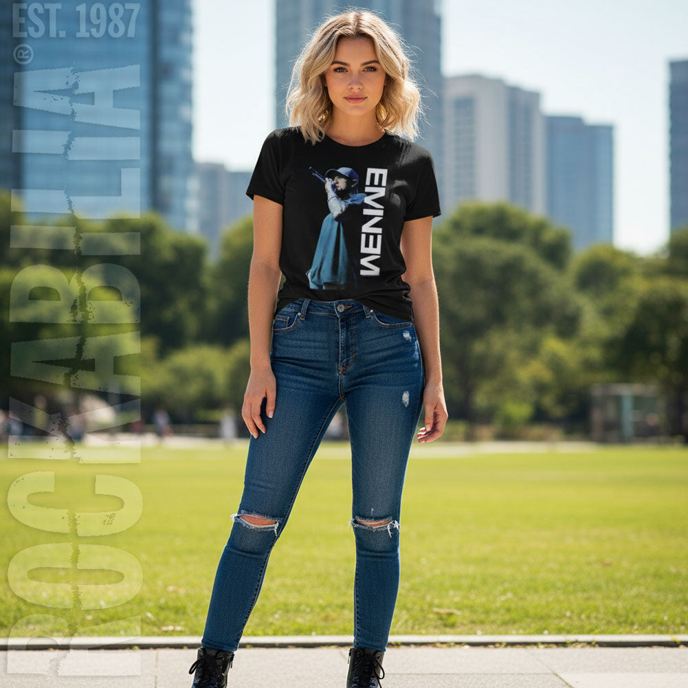 Eminem Mic. Pose Ladies T-Shirt Junior Top Alt 2