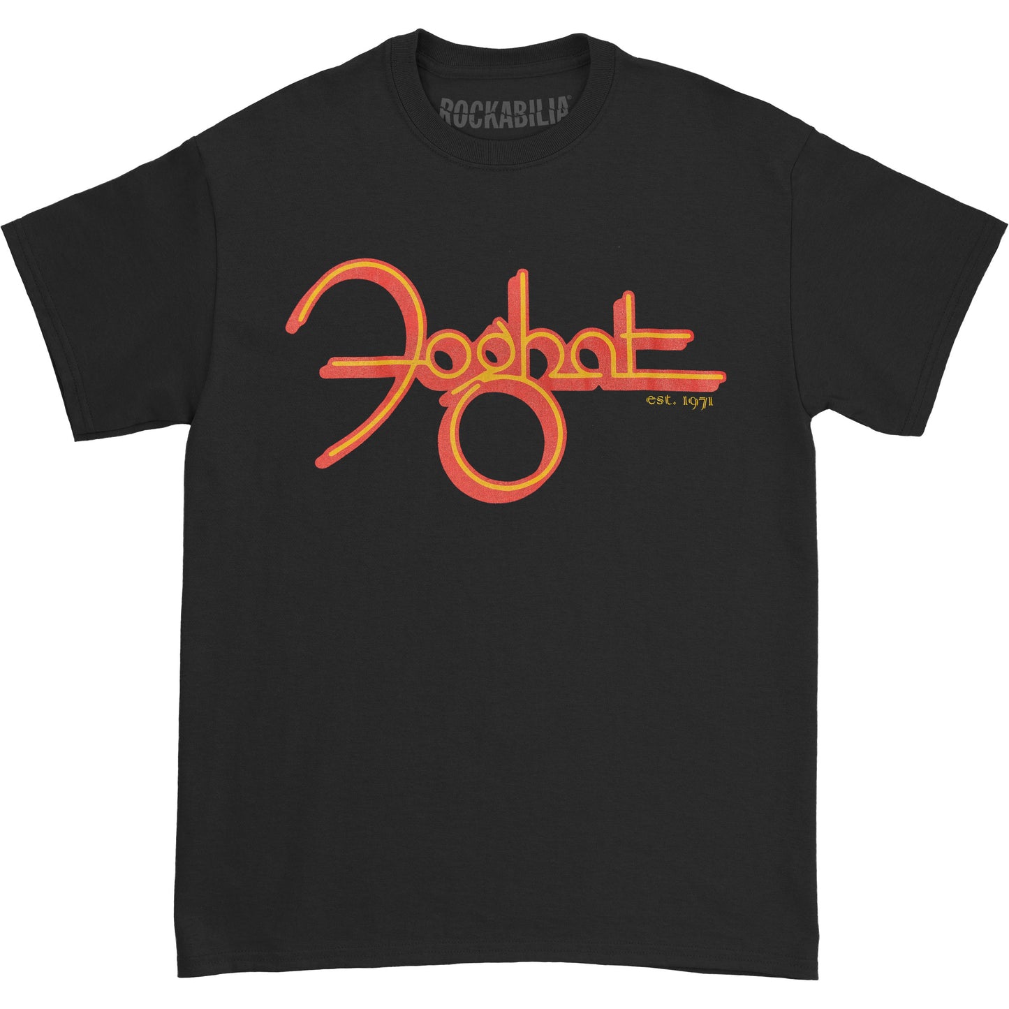 Foghat Yellow and Red Logo T-shirt Front