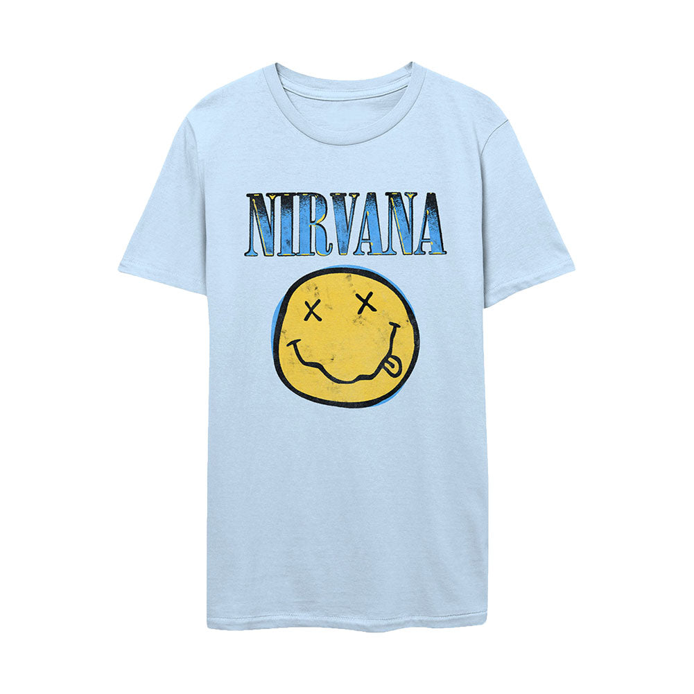 Nirvana Xerox Smile Face Blue Slim Fit T-shirt Front