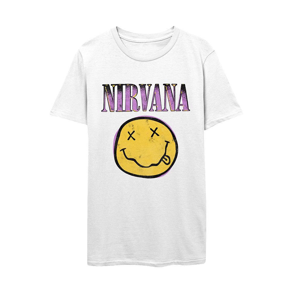 Nirvana Xerox Smile Face Logo Pink Slim Fit T-shirt Front