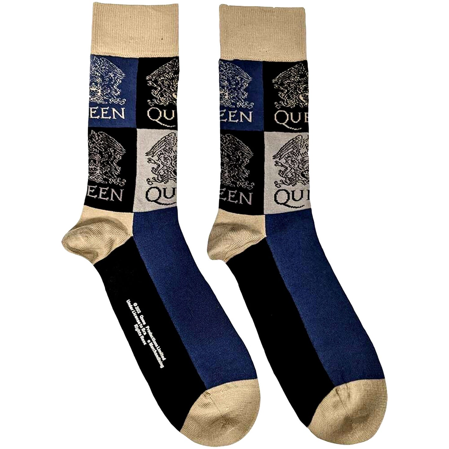 Queen Crest Blocks (US Men's Shoe Size 8 - 12) Socks Front