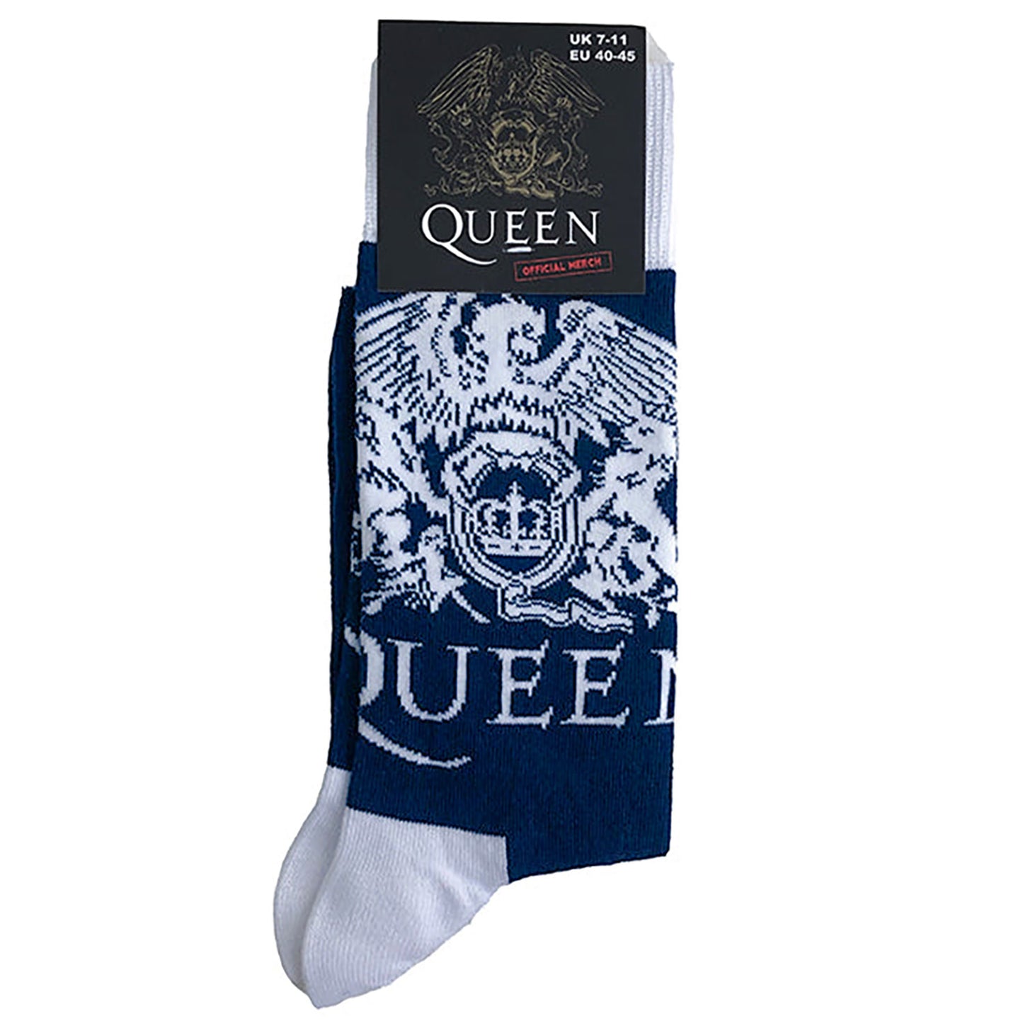 Queen White Crests (US Men's Shoe Size 8 - 12) Socks Back