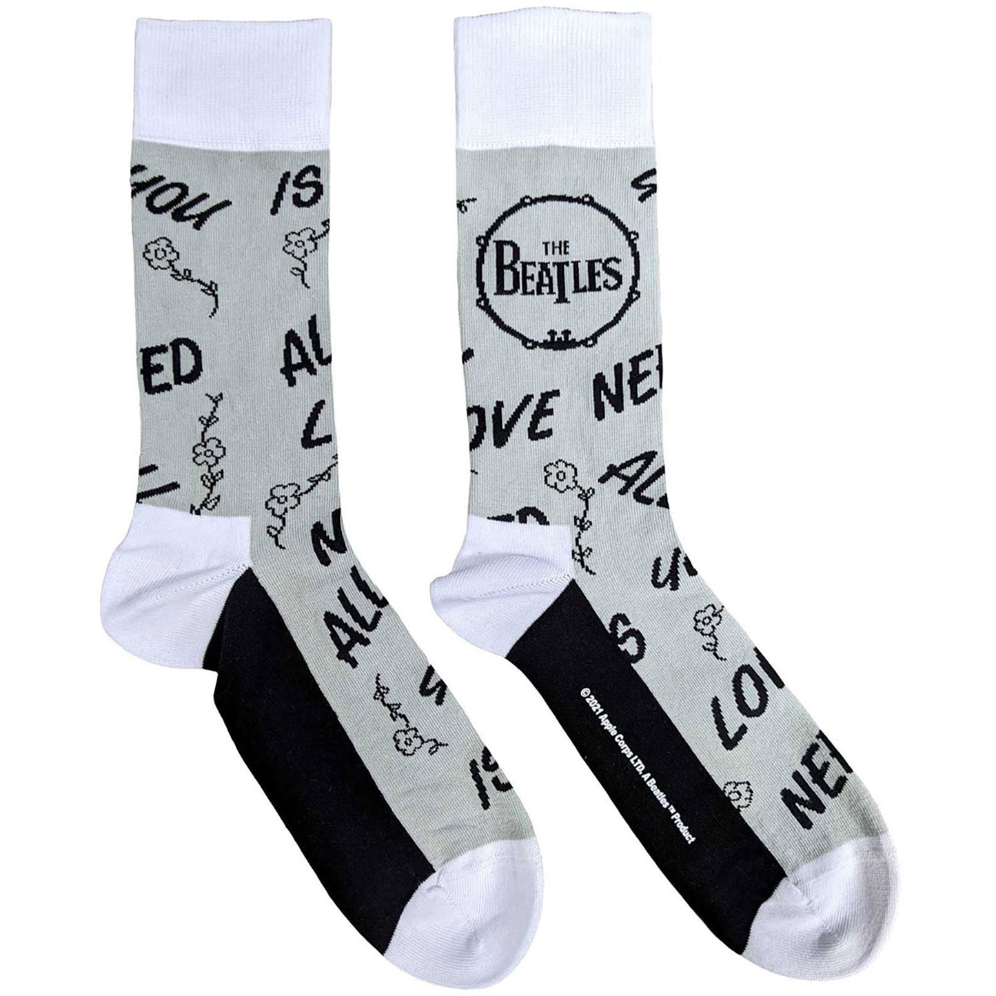 Beatles AYNIL & Drum (US Men's Shoe Size 8 - 12) Socks Front